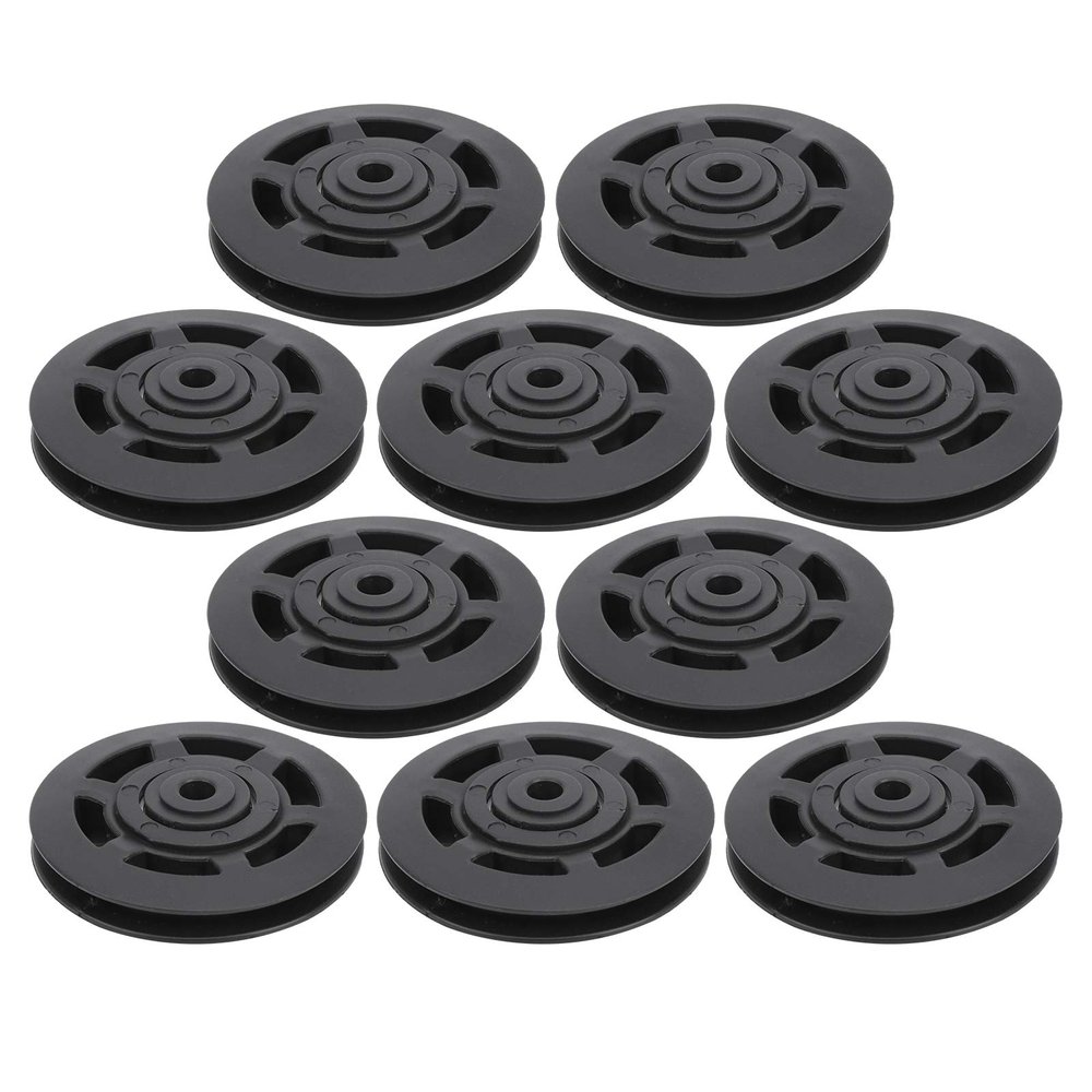 10 Pcs 95mm Universal Nylon Bearing Pulley Wheel Replacement Black for Gym Fitness Equipment Combination Fitness Products