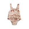 Toddler Baby Girls One Piece Swimsuit Rainbow Cami Backless Ruffle Bathing Suits Beach Swimwear (2-3T,Apricot Rainbow) view 1