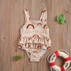 Toddler Baby Girls One Piece Swimsuit Rainbow Cami Backless Ruffle Bathing Suits Beach Swimwear (2-3T,Apricot Rainbow) view 2