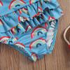 Toddler Baby Girls One Piece Swimsuit Rainbow Cami Backless Ruffle Bathing Suits Beach Swimwear (0-6 Months,Blue Rainbow) view 4