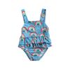 Toddler Baby Girls One Piece Swimsuit Rainbow Cami Backless Ruffle Bathing Suits Beach Swimwear (18-24 Months,Blue Rainbow) view 1