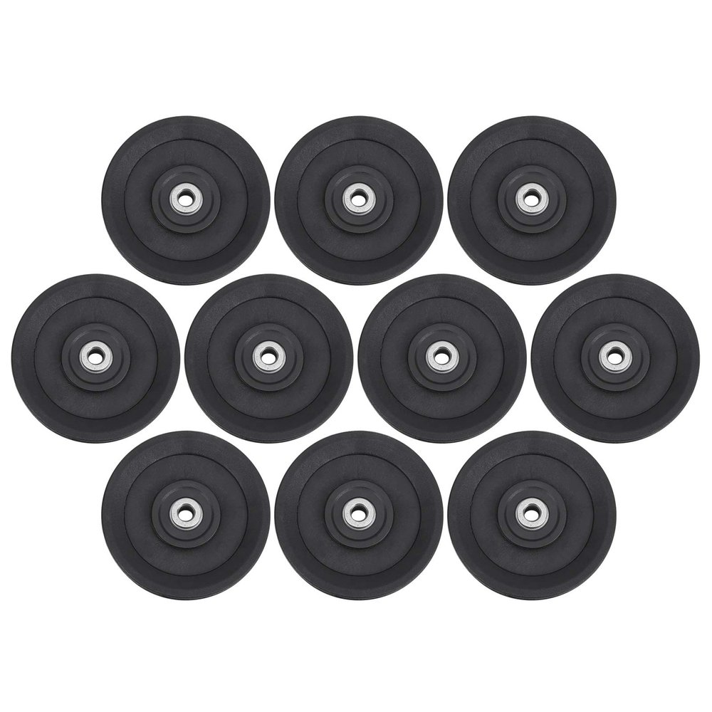 Keenso 10 Pcs 115mm Nylon Bearing Pulley Wheel Replacement Home Gym Equipment Machine Attachments Exercise Accessory
