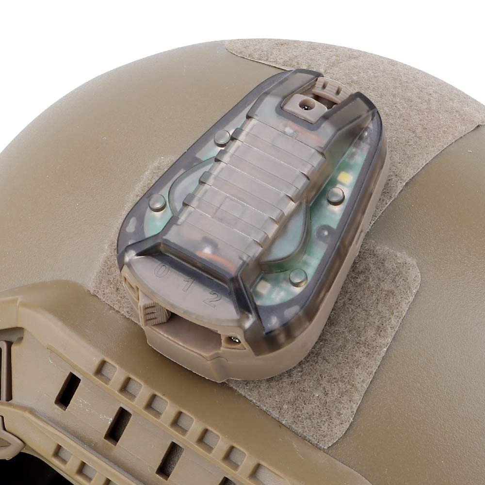 FARMSOLDIER Airsoft Strobe Light,Outdoor Safety FlashlightSurvival IR Flash Waterproof Ladybird LampVisible LED IFF Helmet Strobe (Tan Base, Green Light)