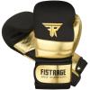 FISTRAGE Boxing Gloves Metallic Leather MMA Training Muay Thai Kick Boxing Sparring Heavy Bag Workout Glove Mitts for Men & Women (Golden-Black, 16 OZ) view 2