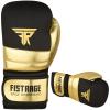 FISTRAGE Boxing Gloves Metallic Leather MMA Training Muay Thai Kick Boxing Sparring Heavy Bag Workout Glove Mitts for Men & Women (Golden-Black, 16 OZ) view 4