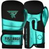 FISTRAGE Boxing Gloves Metallic Leather MMA Training Muay Thai Kick Boxing Sparring Heavy Bag Workout Glove Mitts for Men & Women (FluoroGreen-Black, 14 OZ) view 1