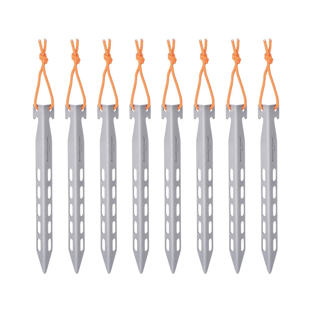 Boundless Voyage Titanium Tent Stakes 20cm/7.8 in. V-Shape Tent Pegs Nails (8-Pack) Outdoor Camping Ultralight Awning Canopy Accessories