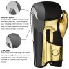 FISTRAGE Boxing Gloves Metallic Leather MMA Training Muay Thai Kick Boxing Sparring Heavy Bag Workout Glove Mitts for Men & Women (Golden-Black, 10 OZ) view 4