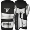 FISTRAGE Boxing Gloves Metallic Leather MMA Training Muay Thai Kick Boxing Sparring Heavy Bag Workout Glove Mitts for Men & Women (Silver-Black, 14 OZ) view 1