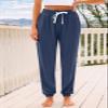 AUTOMET Womens High-Waisted Sweatpants with Pockets, Loose Lounge & Pajama Pants for Fall, Winter, Spring Yoga Travel Navy Blue XL view 2