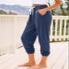 AUTOMET Womens High-Waisted Sweatpants with Pockets, Loose Lounge & Pajama Pants for Fall, Winter, Spring Yoga Travel Navy Blue XL view 3