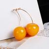Red Cherry Drop Earrings - Acrylic & Resin Simulated Fruit - Cute Dangle Earrings for Women - Yellow view 3