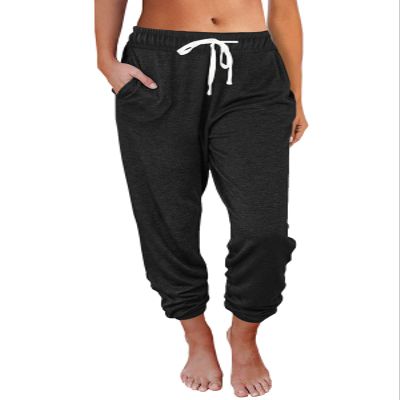 AUTOMET Womens High-Waisted Sweatpants with Pockets, Loose Lounge & Pajama Pants for Fall, Winter, Spring Yoga Travel Black XXL