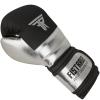 FISTRAGE Boxing Gloves Metallic Leather MMA Training Muay Thai Kick Boxing Sparring Heavy Bag Workout Glove Mitts for Men & Women (Silver-Black, 10 OZ) view 2