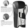 FISTRAGE Boxing Gloves Metallic Leather MMA Training Muay Thai Kick Boxing Sparring Heavy Bag Workout Glove Mitts for Men & Women (Silver-Black, 10 OZ) view 4