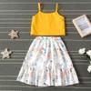 FYBITBO Toddler Baby Girl Summer Clothing Cami Crop Tank Top+Sunflower Floral Skirt Dress 2Pcs Clothes Outfits Set (1-2T,A-Tank Top Floral) view 3