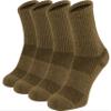 281Z Military Cotton Micro Crew Boot Socks - Cushioned Sole - Moisture Wicking - Odor Resistant - Hiking Trekking Outdoor (Coyote Brown Medium 4 Pairs Pack) view 1