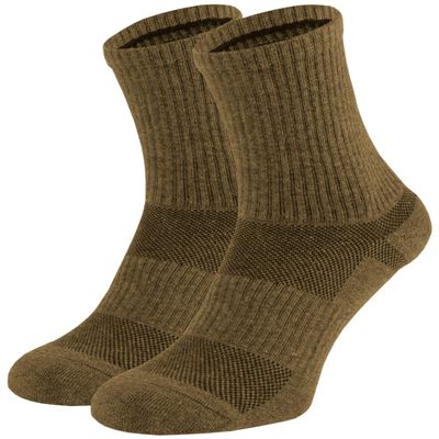 281Z Military Cotton Micro Crew Boot Socks - Cushioned Sole - Moisture Wicking - Odor Resistant - Hiking Trekking Outdoor (Coyote Brown X-Small 2 Pairs)