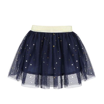 QinCiao Toddler Kids Girls Shiny Sequins Stars Mesh Tutu Skirt Pettiskirt Princess Birthday Party Ballet Dance Dress Navy Blue 2-3