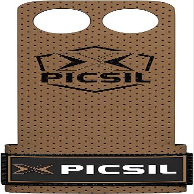 PICSIL Azor Grips, Workout Grips with Increased Magnesium Retention, Light and Resistant Unisex Hand Grips for Weightlifting and Gymnastics, Blocks Rips and Blisters, 2 Holes, Brown, Small
