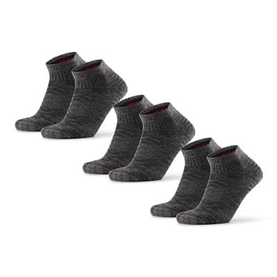 DANISH ENDURANCE Hiking Socks, Low Cut, Merino Wool Socks, Winter, Anti Blister, Thermal Socks Unisex, 3-Pack, Grey, Small