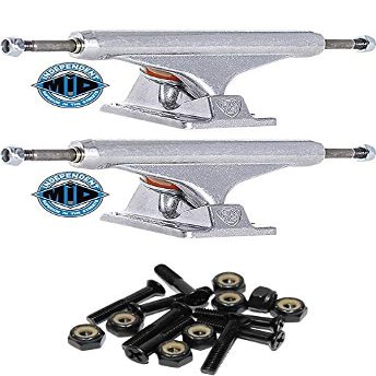 Independent Stage 11 - 139mm Mid Silver Skateboard Trucks - 5.39" Hanger 8.0" Axle with 1" Raven Black Hardware - Bundle of 2 items