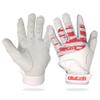 Clutch Sports Apparel American Flag Baseball & Softball Batting Gloves, Super Grip Finger Fit, Performance Mesh & Perforated Sheepskin Palm for Adults & Youth (White Leather, Medium) view 3