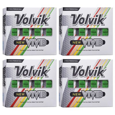 Volvik New Vivid 3-Piece High Visibility Premium Matte Finish Color Golf Balls 4 Dozen (48 Balls) - Green Color