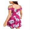 City Studio Womens Juniors Floral Print Cold Shoulder Mini Dress Purple 1 view 2