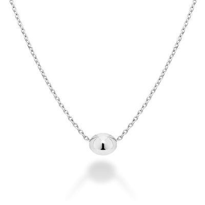 Miabella 925 Sterling Silver or 18K Yellow Gold Plated Italian 5mm Slide Bead Ball Pendant Necklace for Women Chain Made in Italy (Length 20 Inches, sterling silver)