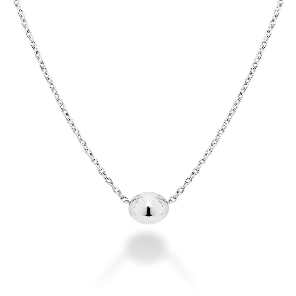 Miabella 925 Sterling Silver or 18K Yellow Gold Plated Italian 5mm Slide Bead Ball Pendant Necklace for Women Chain Made in Italy (Length 20 Inches, sterling silver)