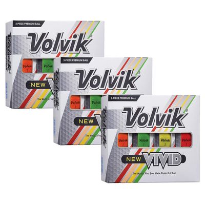 Volvik New Vivid 3-Piece High Visibility Premium Matte Finish Color Golf Balls 3 Dozen (36 Balls) - Assorted Color