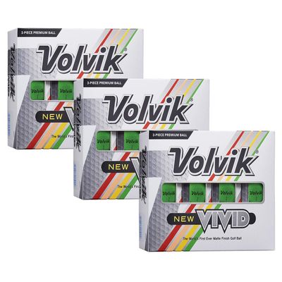 Volvik New Vivid 3-Piece High Visibility Premium Matte Finish Color Golf Balls 3 Dozen (36 Balls) - Green Color