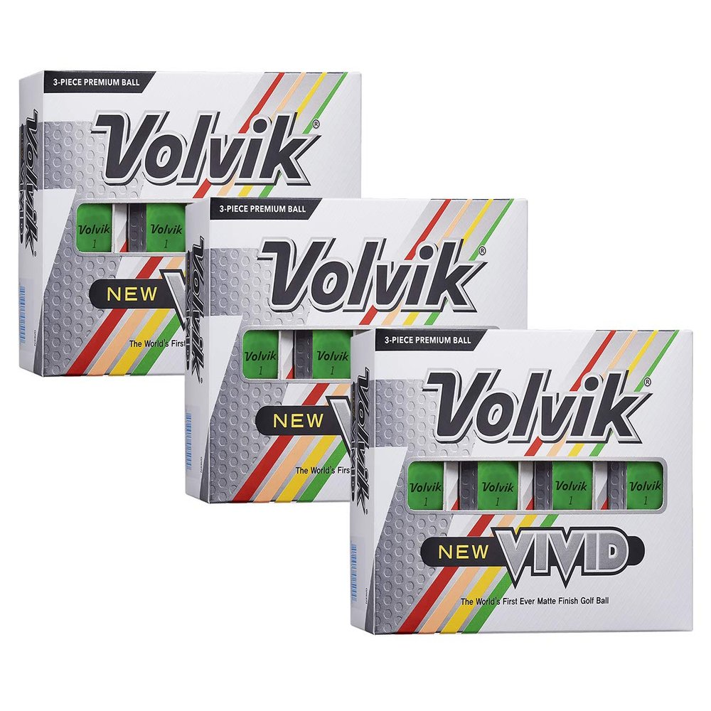 Volvik New Vivid 3-Piece High Visibility Premium Matte Finish Color Golf Balls 3 Dozen (36 Balls) - Green Color
