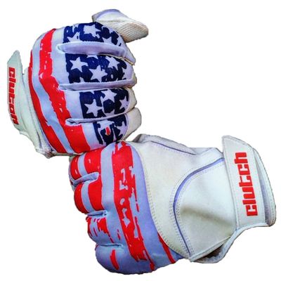 Clutch Sports Apparel American Flag Baseball & Softball Batting Gloves, Super Grip Finger Fit, Performance Mesh & Perforated Sheepskin Palm for Adults & Youth (White Leather, Large)
