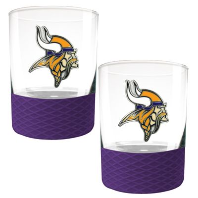 Great American Products Minnesota Vikings 2-Pack 14oz. Rocks Glass Set with Silcone Grip