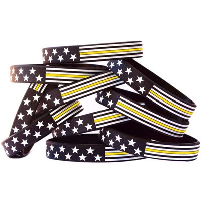SayitBands Fifty Flag Thin Yellow Line Bracelets