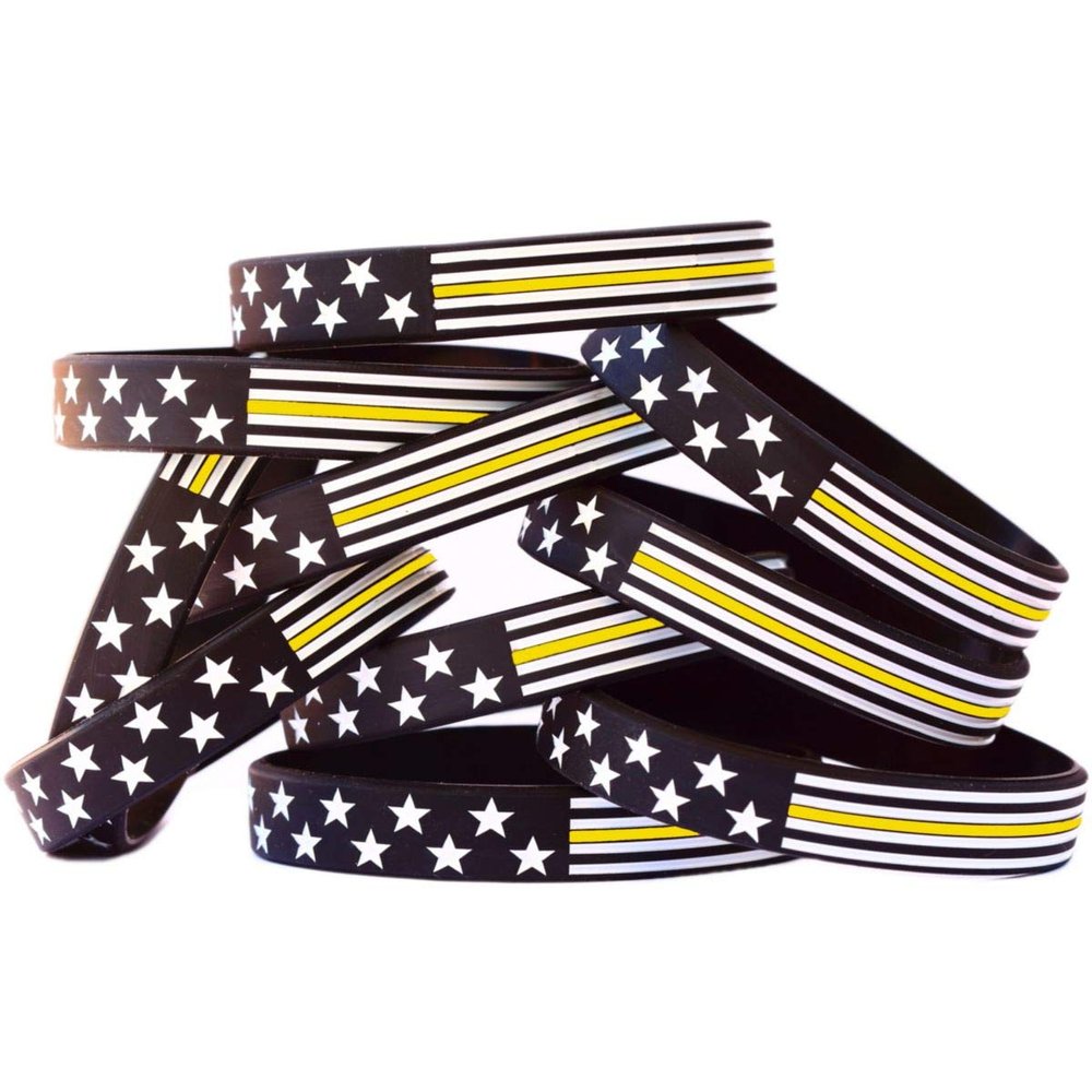 SayitBands Fifty Flag Thin Yellow Line Bracelets