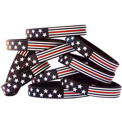 SayitBands Fifty Flag Thin RED Line Bracelets