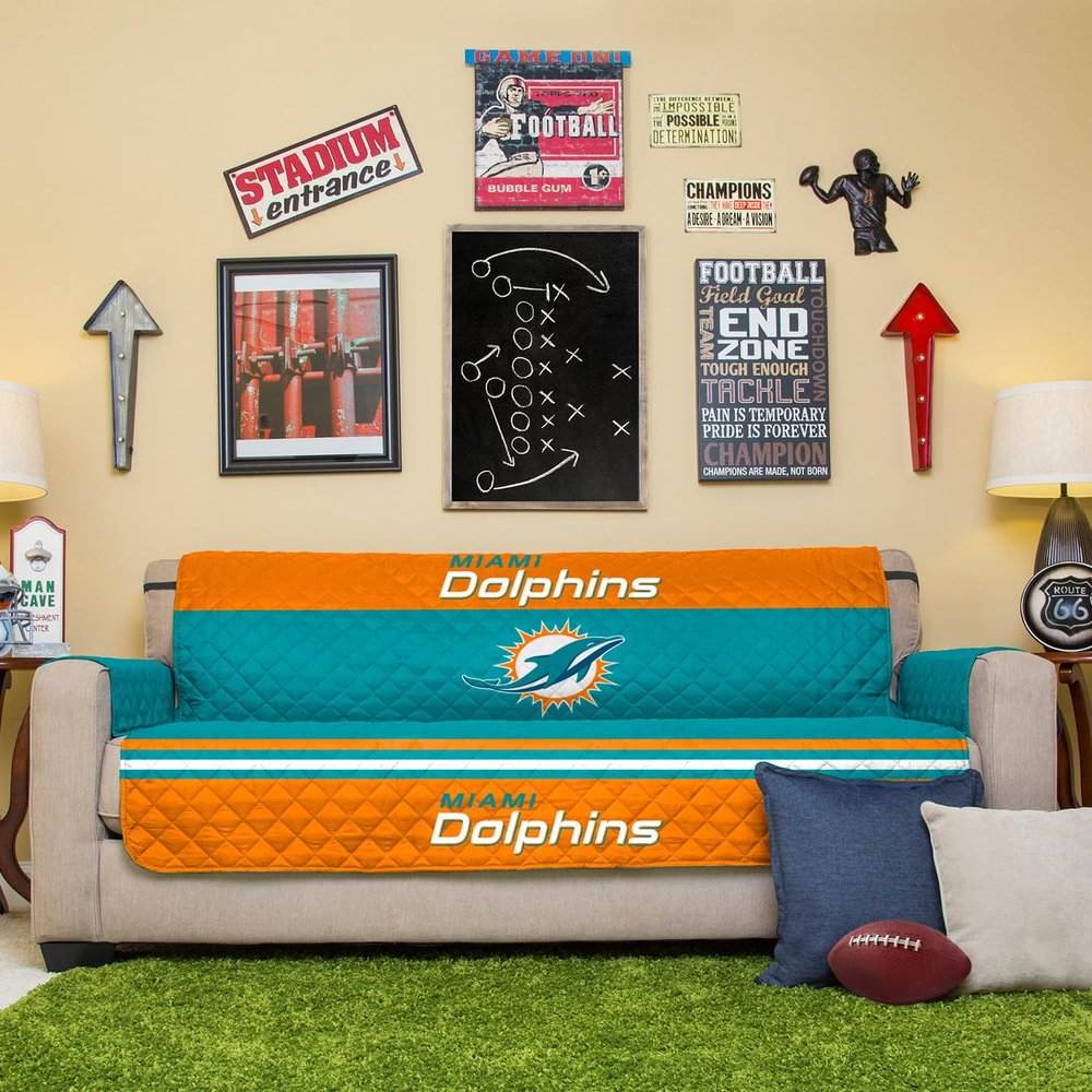 Pegasus Home Fashions Teal Miami Dolphins Sofa Protector