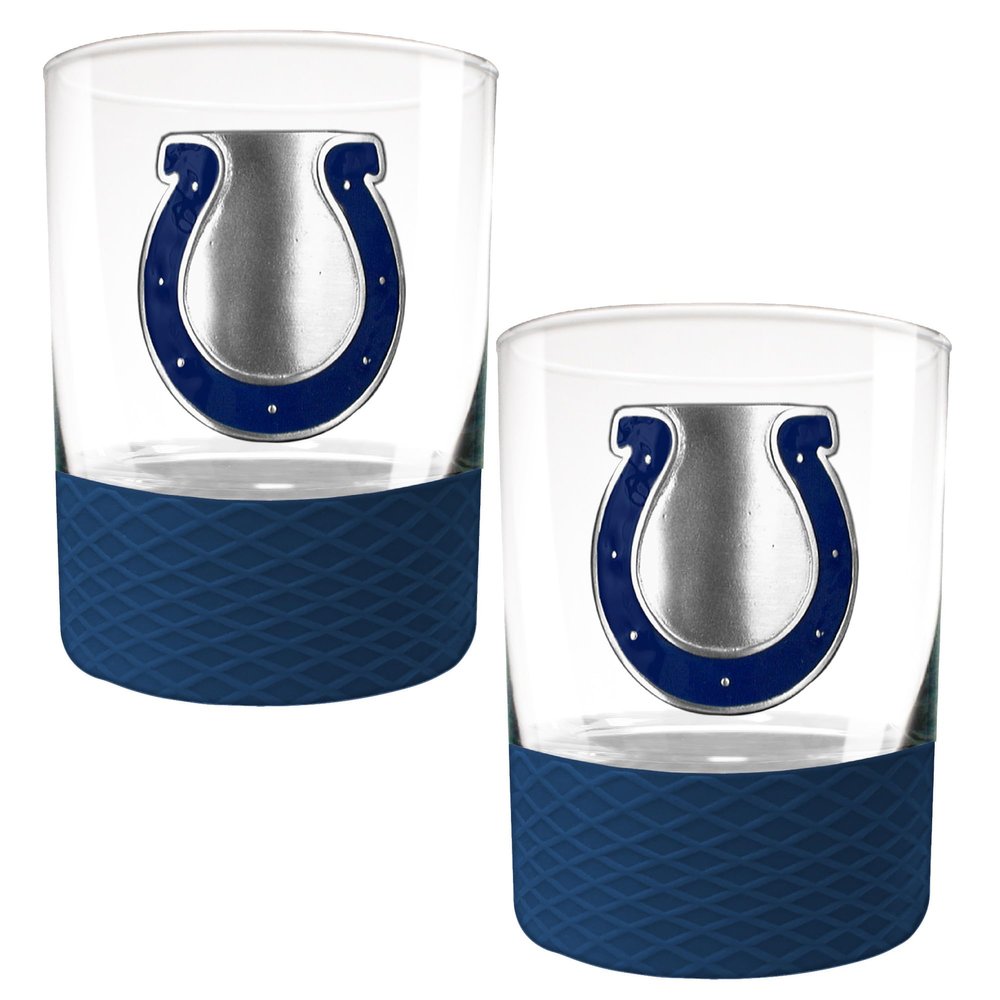 Great American Products Indianapolis Colts 2-Pack 14oz. Rocks Glass Set with Silcone Grip