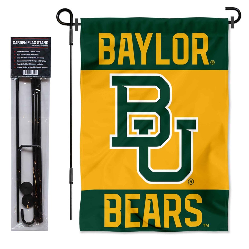 College Flags & Banners Co. Baylor Bears Gold Garden Flag and Flag Stand Pole Holder Set