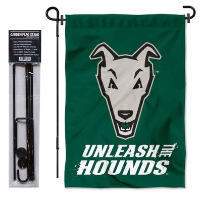 College Flags & Banners Co. Loyola Maryland Greyhounds Unleash The Hounds Garden Flag and Flag Stand Pole Holder Set