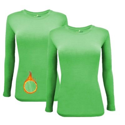 M&M SCRUBS Women's Under Scrub Tee Crew Neck Long Sleeve T-Shirt 2 - Pack (Lime, X-Small)