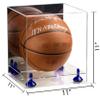 Better Display Cases Basketball Holder Clear Full Size Acrylic Display Case with Navy Blue Risers ,Clear Two Tiered Base ,Mirror back11 L x 11" W x 11" H (B01/A001) view 2