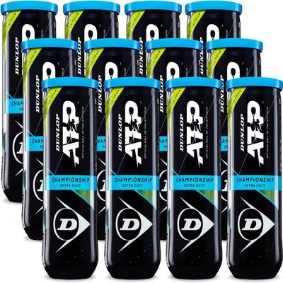 Dunlop Sports ATP Championship Extra Duty Tennis Balls, 12 x 3-Ball cans, Yellow