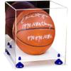 Better Display Cases Acrylic Full Size Basketball Display Case with Mirror, Navy Blue Risers and White Base (B01/A001) view 1