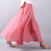 ASHER FASHION Women's Bohemian Style Elastic Waist Band Cotton Linen Long Maxi Skirt Dress (85CM,Light Red) view 2
