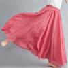 ASHER FASHION Women's Bohemian Style Elastic Waist Band Cotton Linen Long Maxi Skirt Dress (85CM,Light Red) view 3