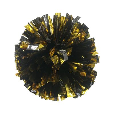 PUZINE 2pack 13" Cheerleading Pom Poms with New Handle for Team Spirit Sports Dance Cheering Kids Adults 100g (Black and Gold)